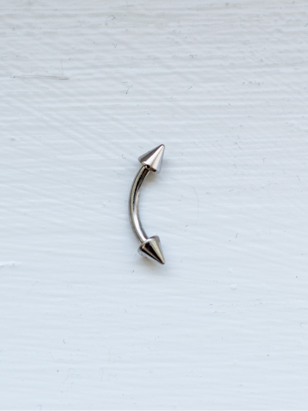 Curved Titanium Barbell with Spike Ends - Silver